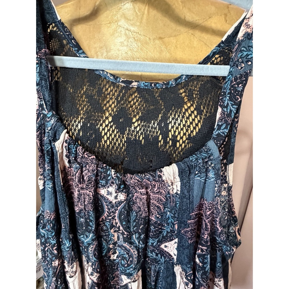 NWT Free People S Black Boho Trapeze Tunic Top Floral Sleeveless Lace MSRP $88 - Picture 5 of 10